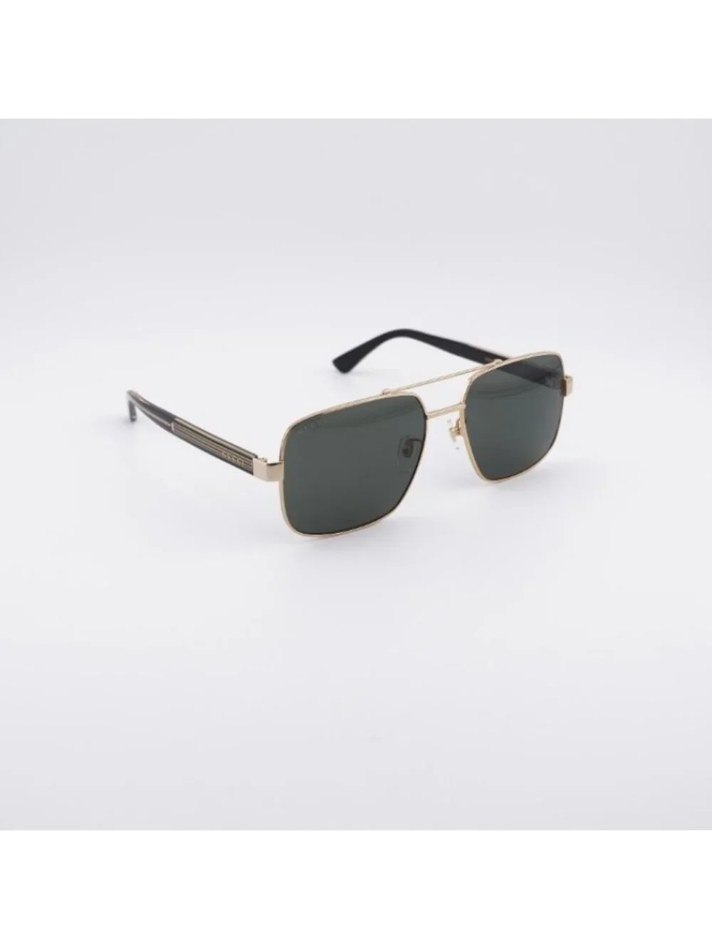 Gucci GG0529S 001 Sunglasses Gold with Black Square Frame, Grey Lenses
